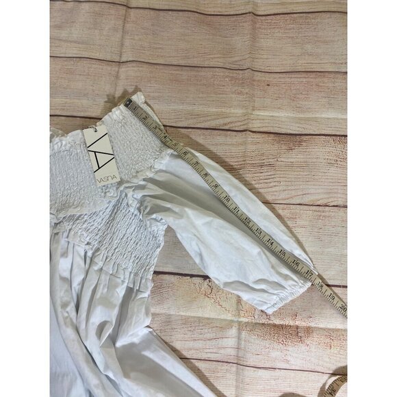 NWT Vasna Women's White Half Sleeve 100% Cotton Sun Dress - Medium - Picture 7 of 11